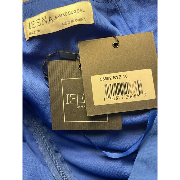 Mac Duggal NWT Size 10 55682 Royal Blue V-Neck Illusion Long Sleeve Chiffon Gown - Picture 6 of 10